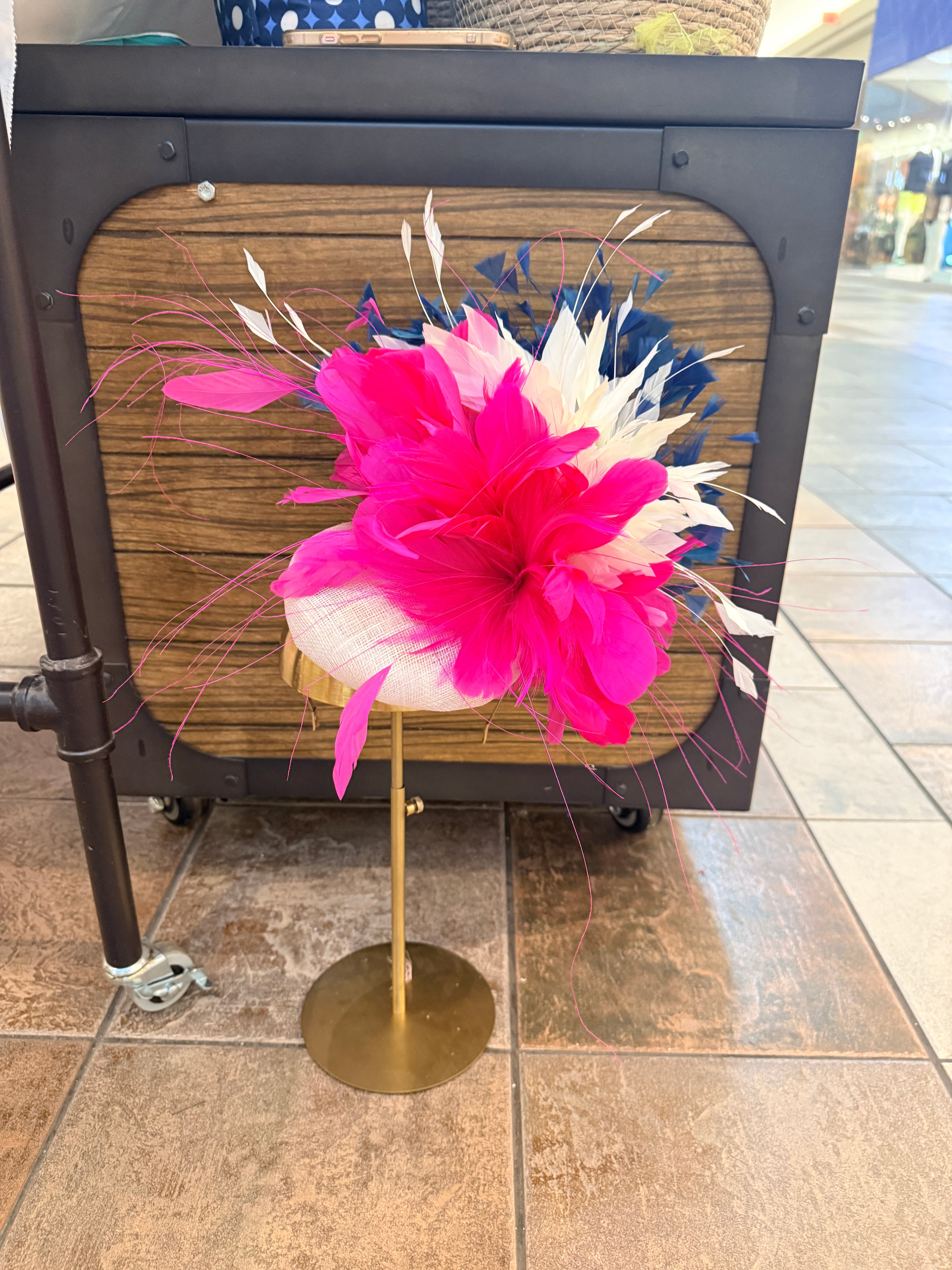 Kentucky Derby Fascinator Hat | Berry pink, white, and navy Headpiece | Derbyologie