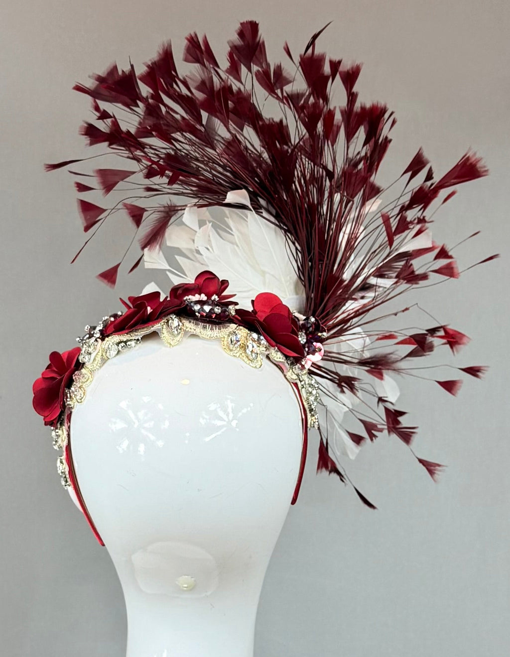 Burgundy and Red Derby Fascinator, Kentucky Derby Hat Alternative, Kentucky derby hat (SILVER LINE, multiple color options available)