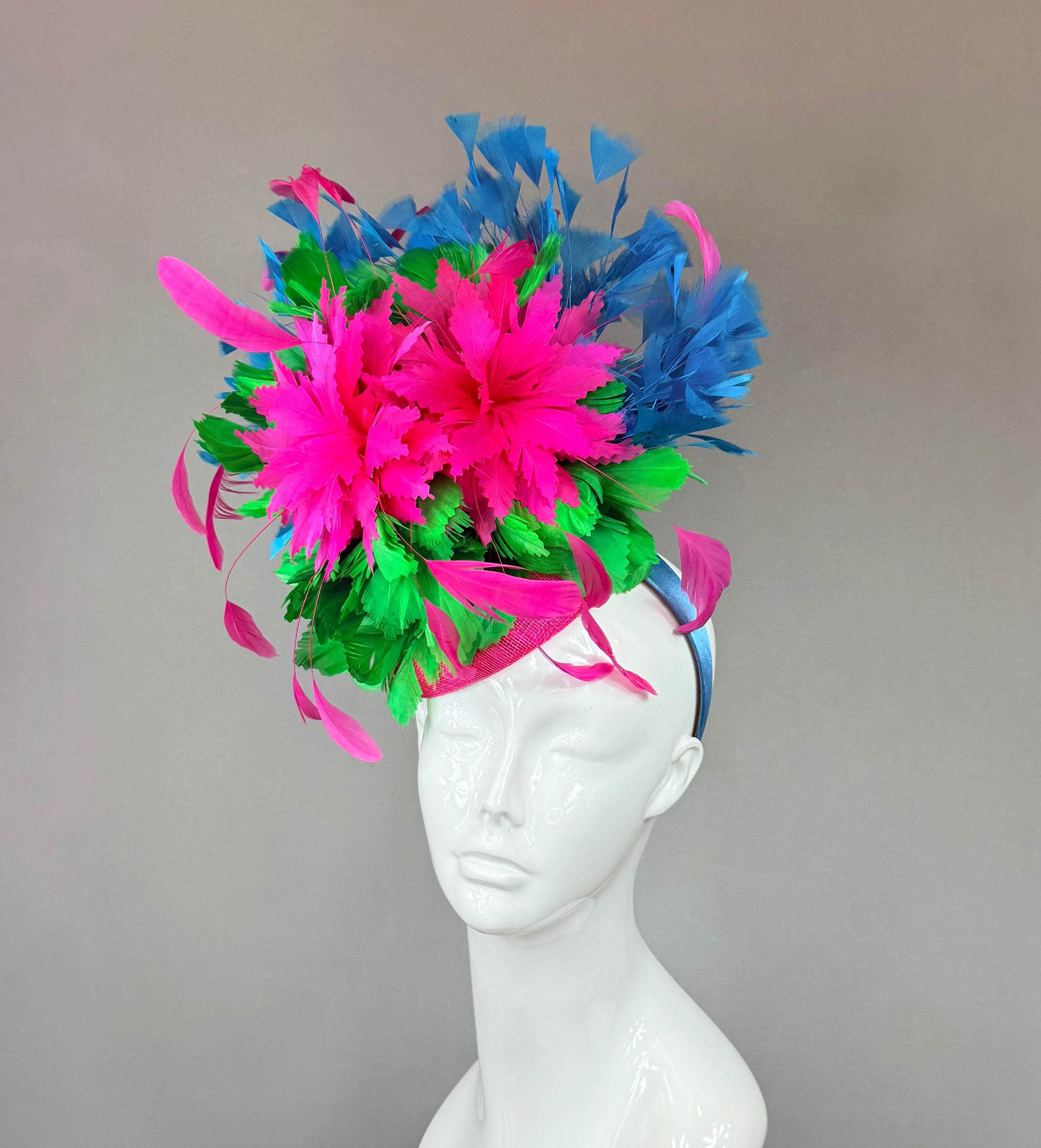 Kentucky Derby Fascinator Hat | Pink, Blue, Green Hat | Derbyologie