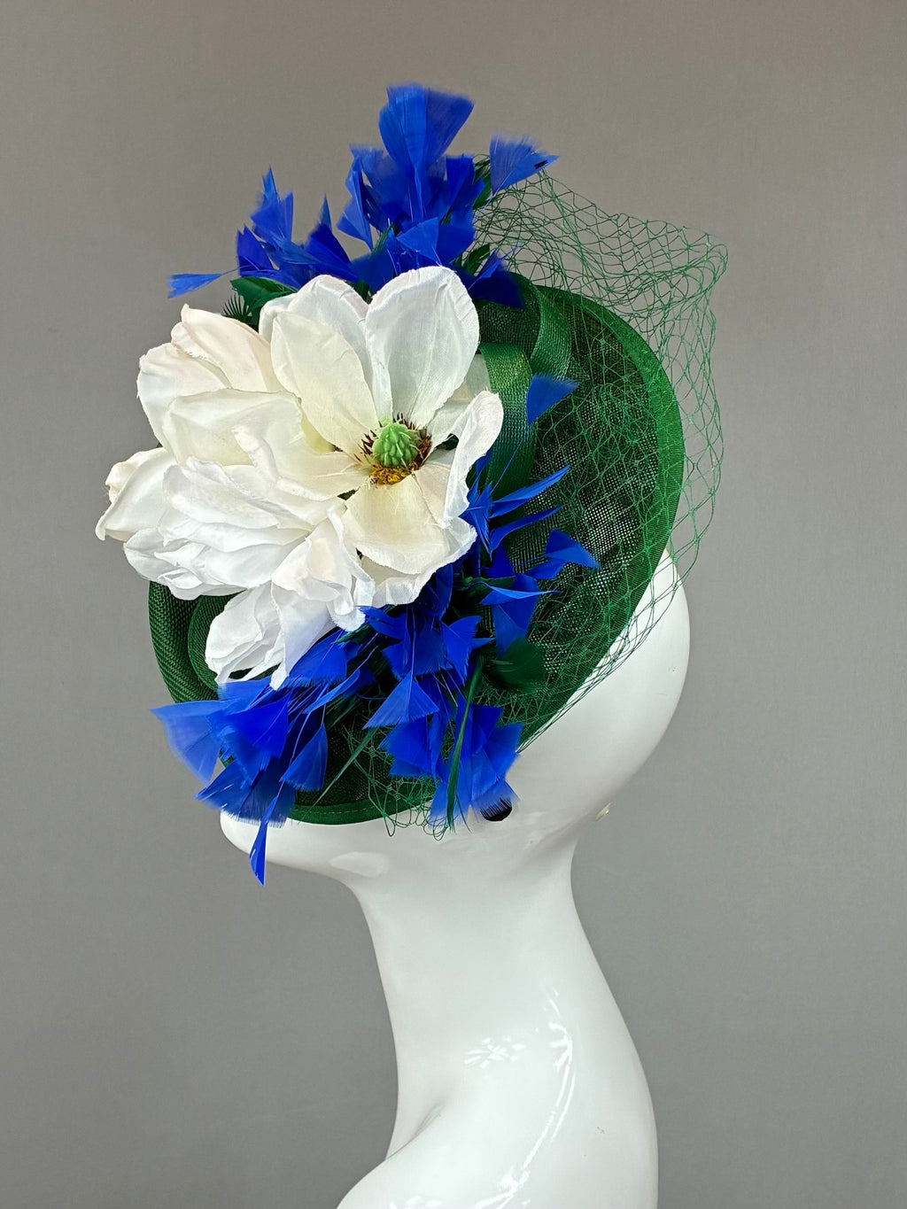 Kentucky Derby Fascinator Hat |Blue, green, and white Headband Hat | Derbyologie