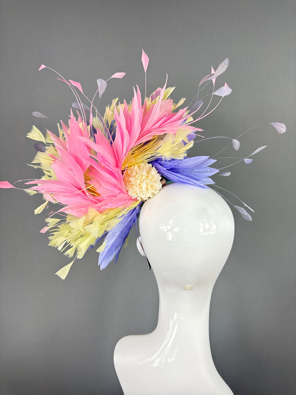 Kentucky Derby Fascinator Hat |Yellow, Pink, Purple and Turquoise Headpiece | Derbyologie