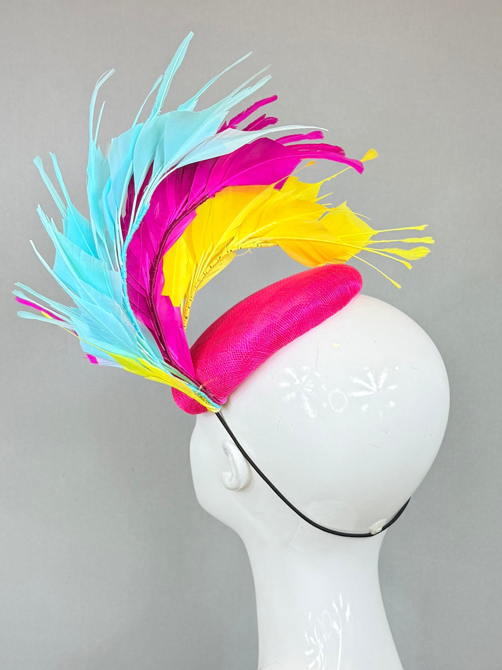 Pink, Yellow, Blue Derby Fascinator, Kentucky Derby Hat Alternative, Kentucky derby hat (GOLD LINE)