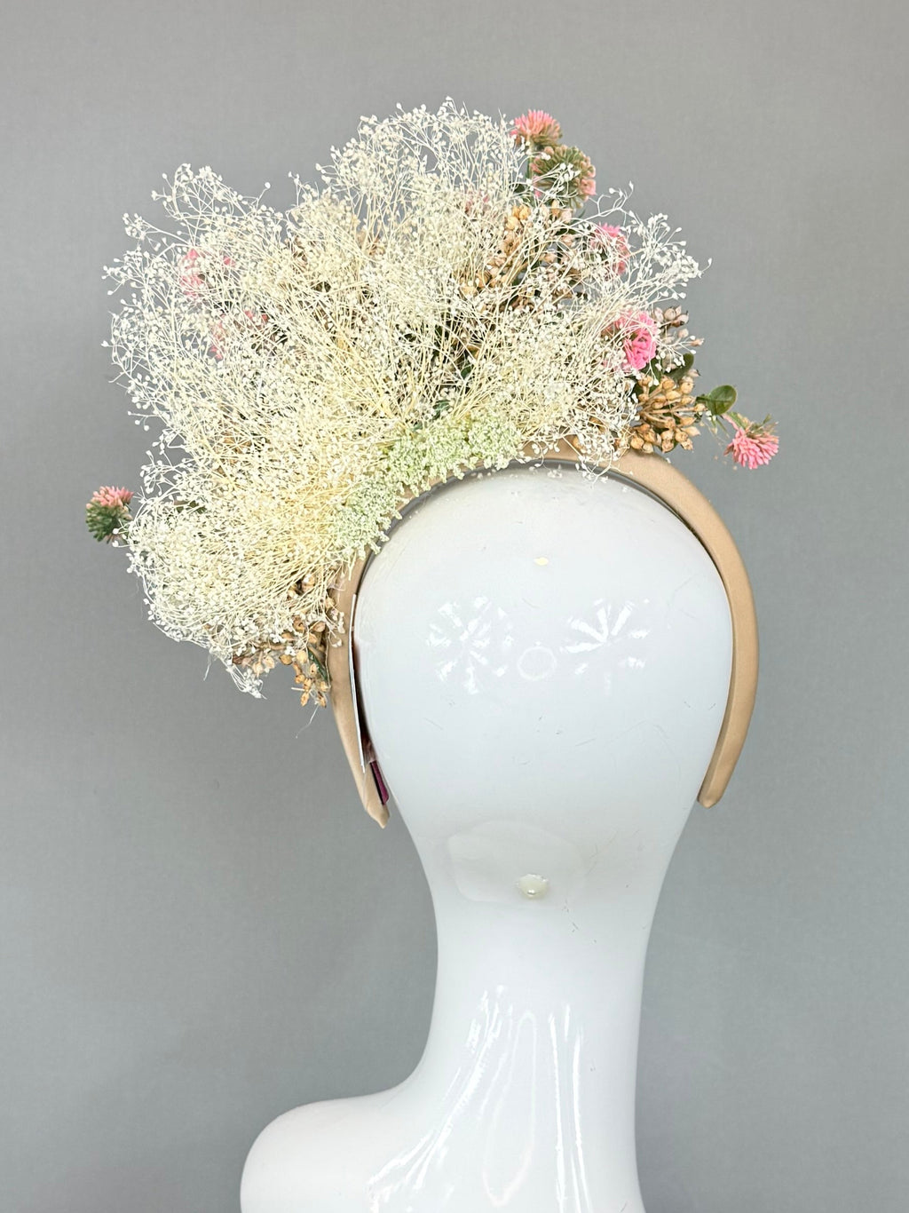 Kentucky Derby Fascinator Hat | Gold, Pink, White, and Green Flower Hat | Derbyologie