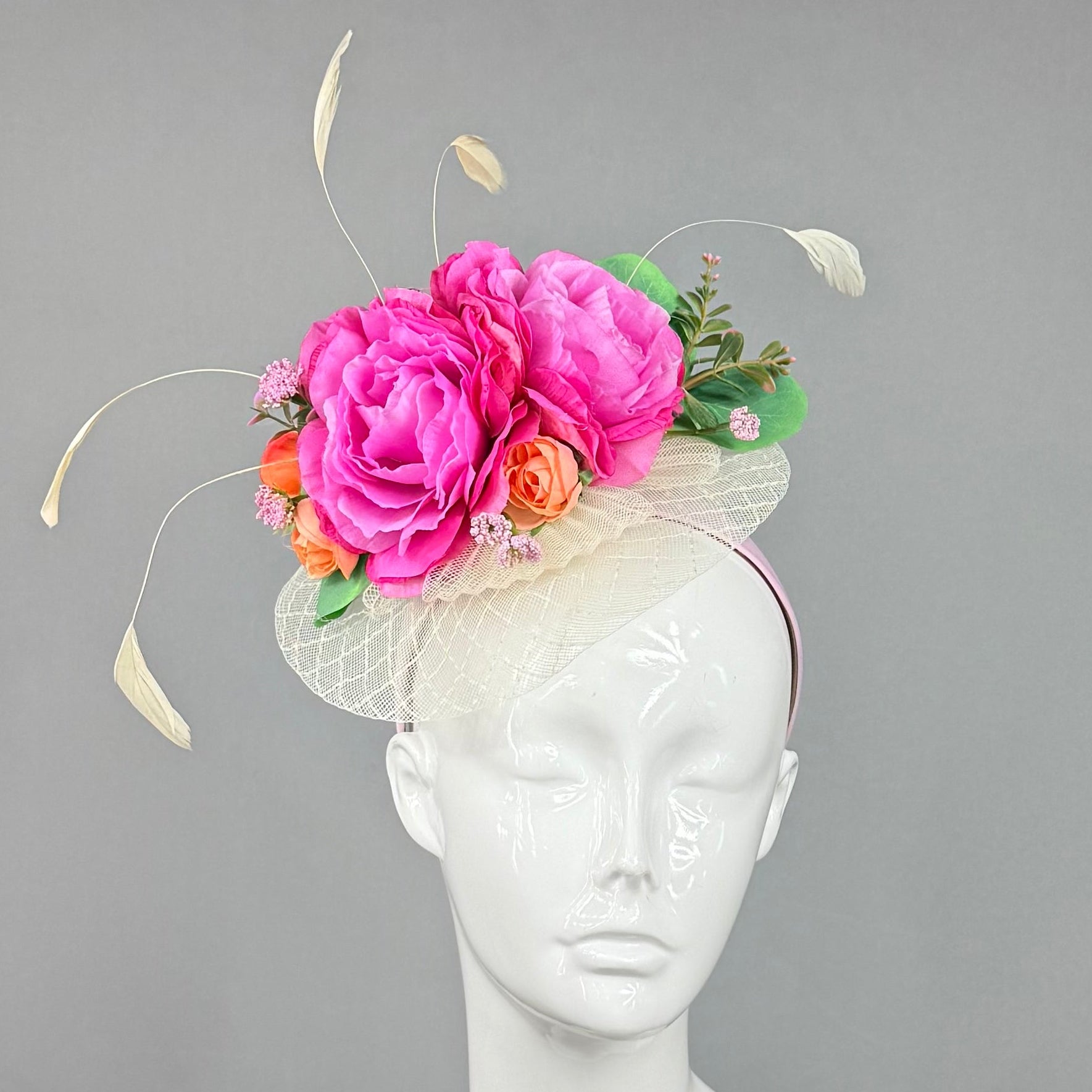 Kentucky Derby Fascinator Hat | Pink and green feathered Headband Hat | Derbyologie