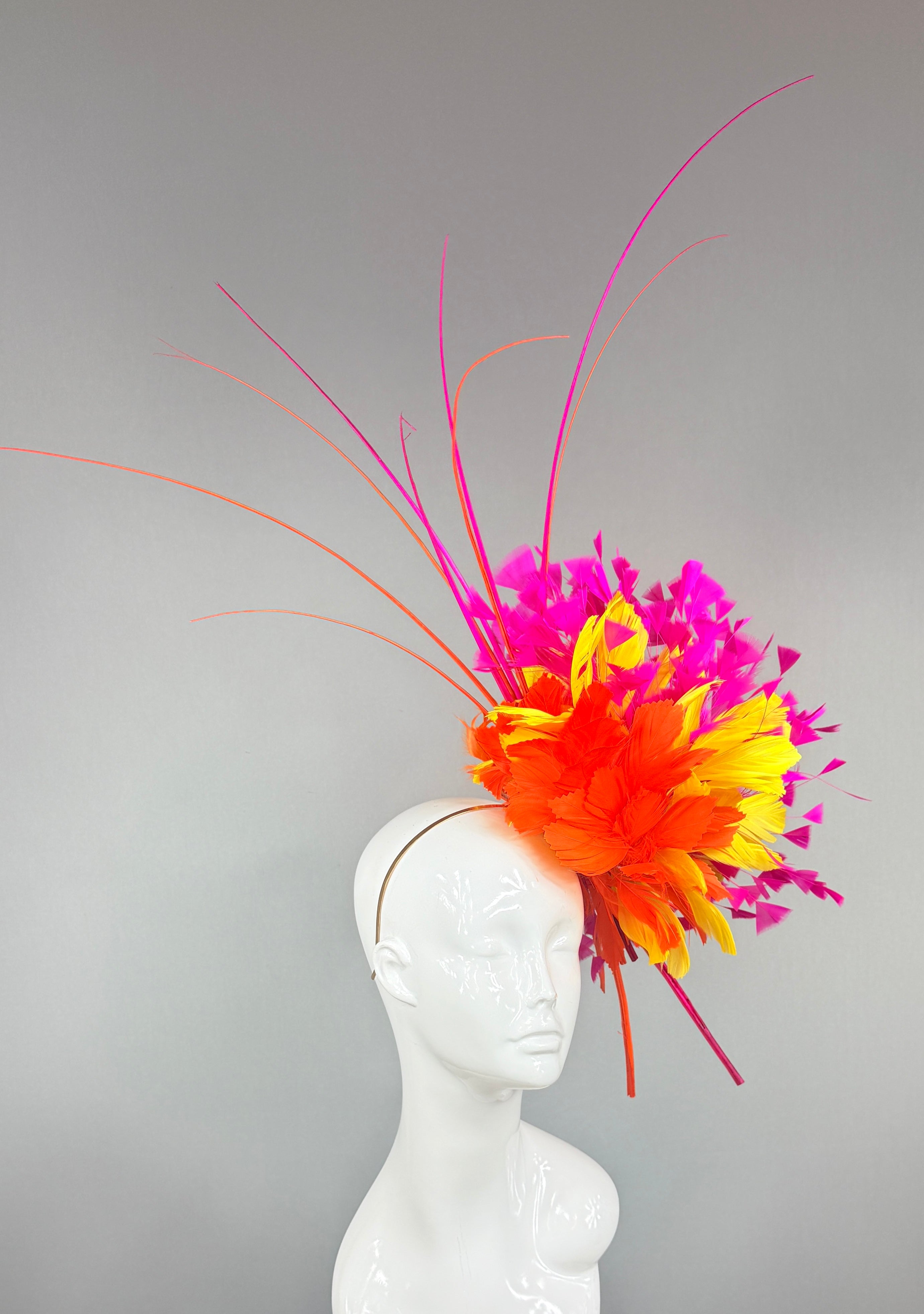 Kentucky Derby Hat | Hot Pink and Orange Kentucky Derby fascinator | Derbyologie