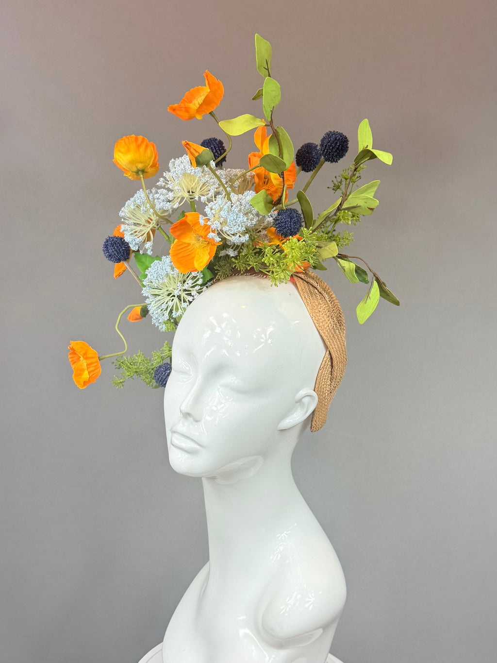 Kentucky Derby Fascinator Hat | Orange, Blue & Green Hat | Derbyologie