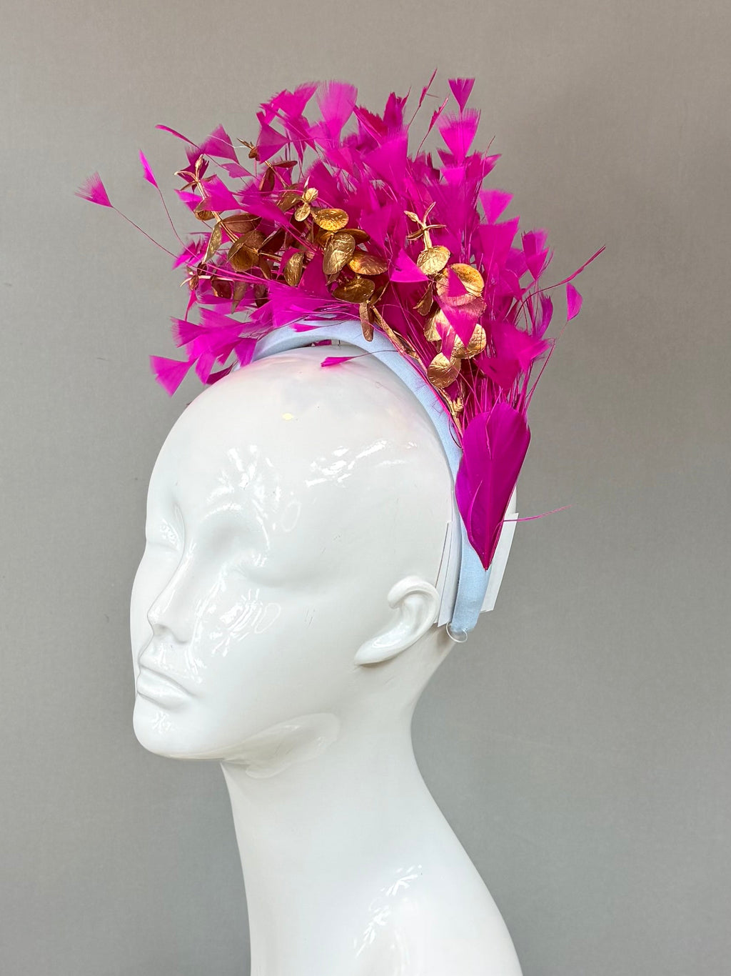 Blue and Fuchsia Kentucky Derby Fascinator, derby hat Kentucky Derby Hat Alternative, Floral Fascinator (SILVER LINE)