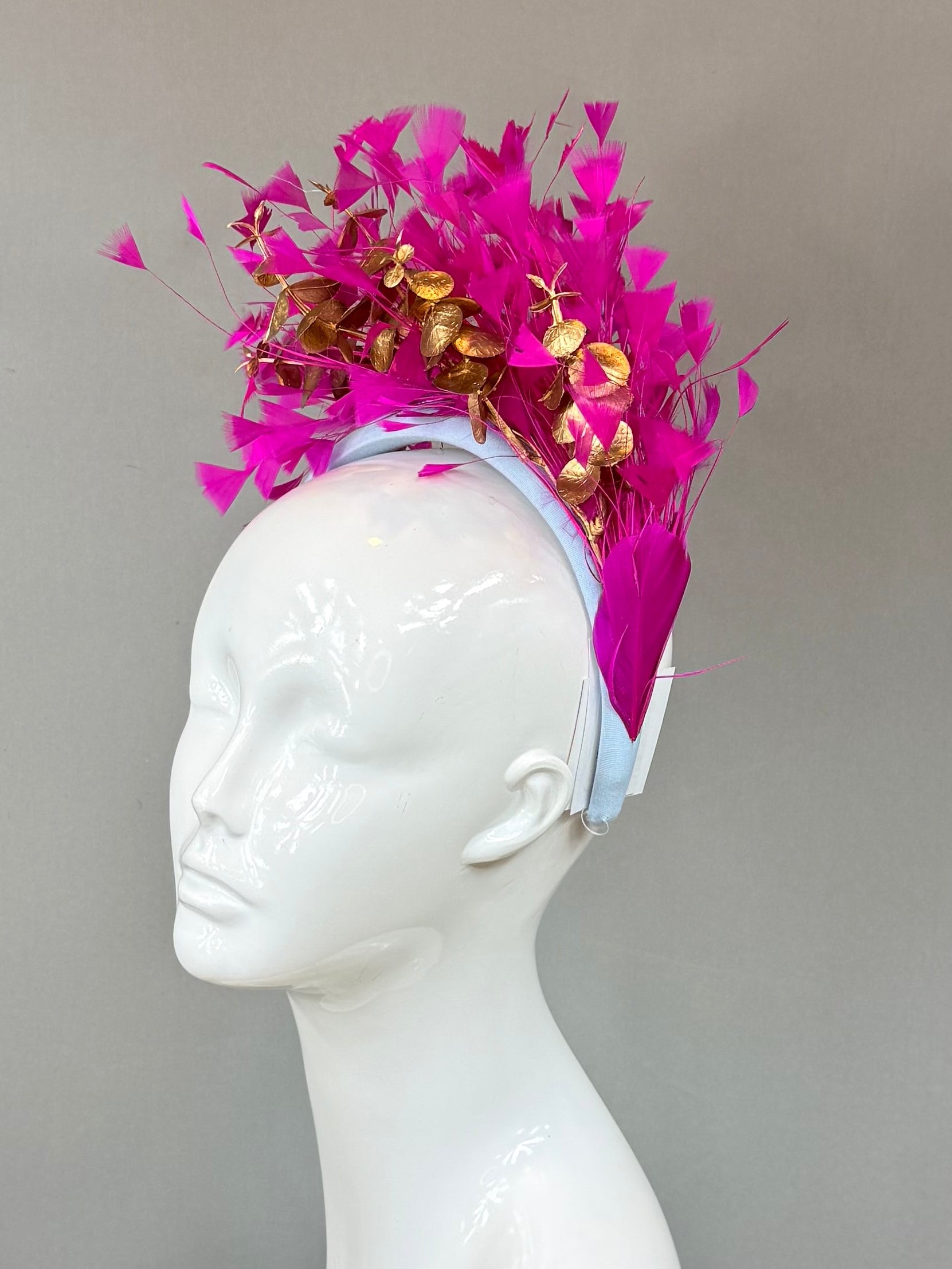 Blue and Fuchsia Kentucky Derby Fascinator, derby hat Kentucky Derby Hat Alternative, Floral Fascinator (SILVER LINE)