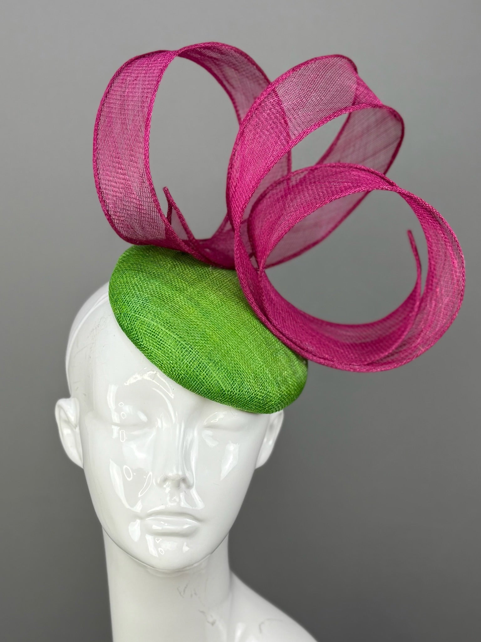 Hot Pink and Green Kentucky Derby fascinator, Derby Hat Alternative (GOLD LINE)