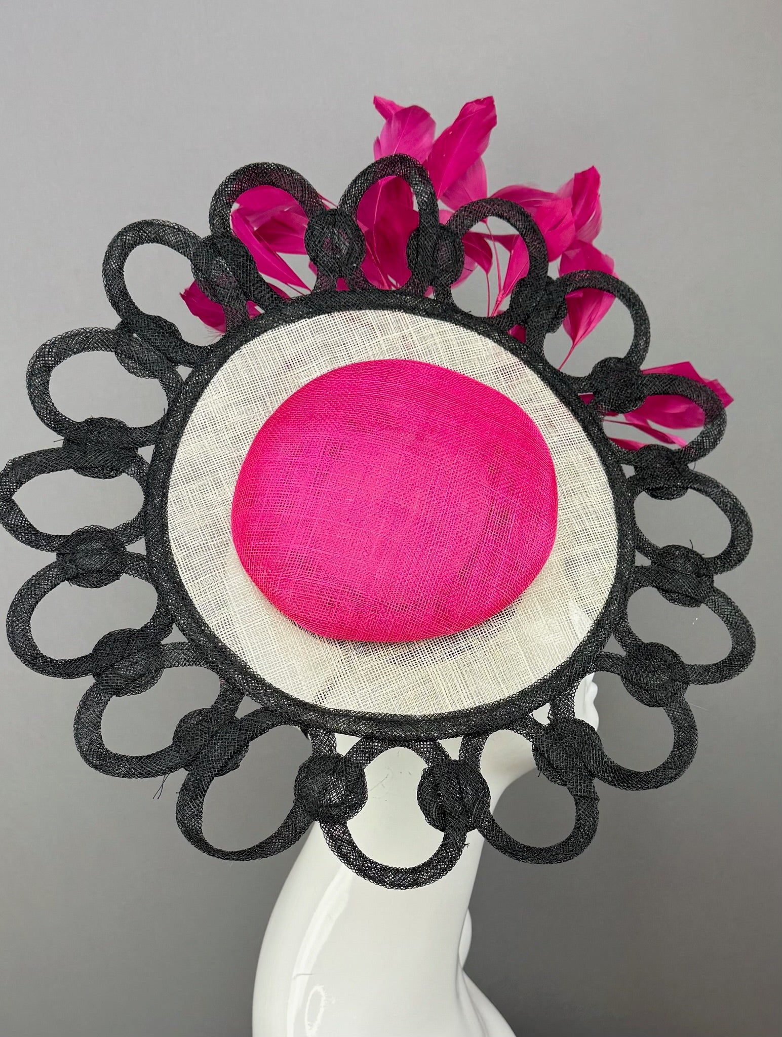 Hot Pink and Black Kentucky Derby fascinator, Derby Hat Alternative (GOLD LINE)