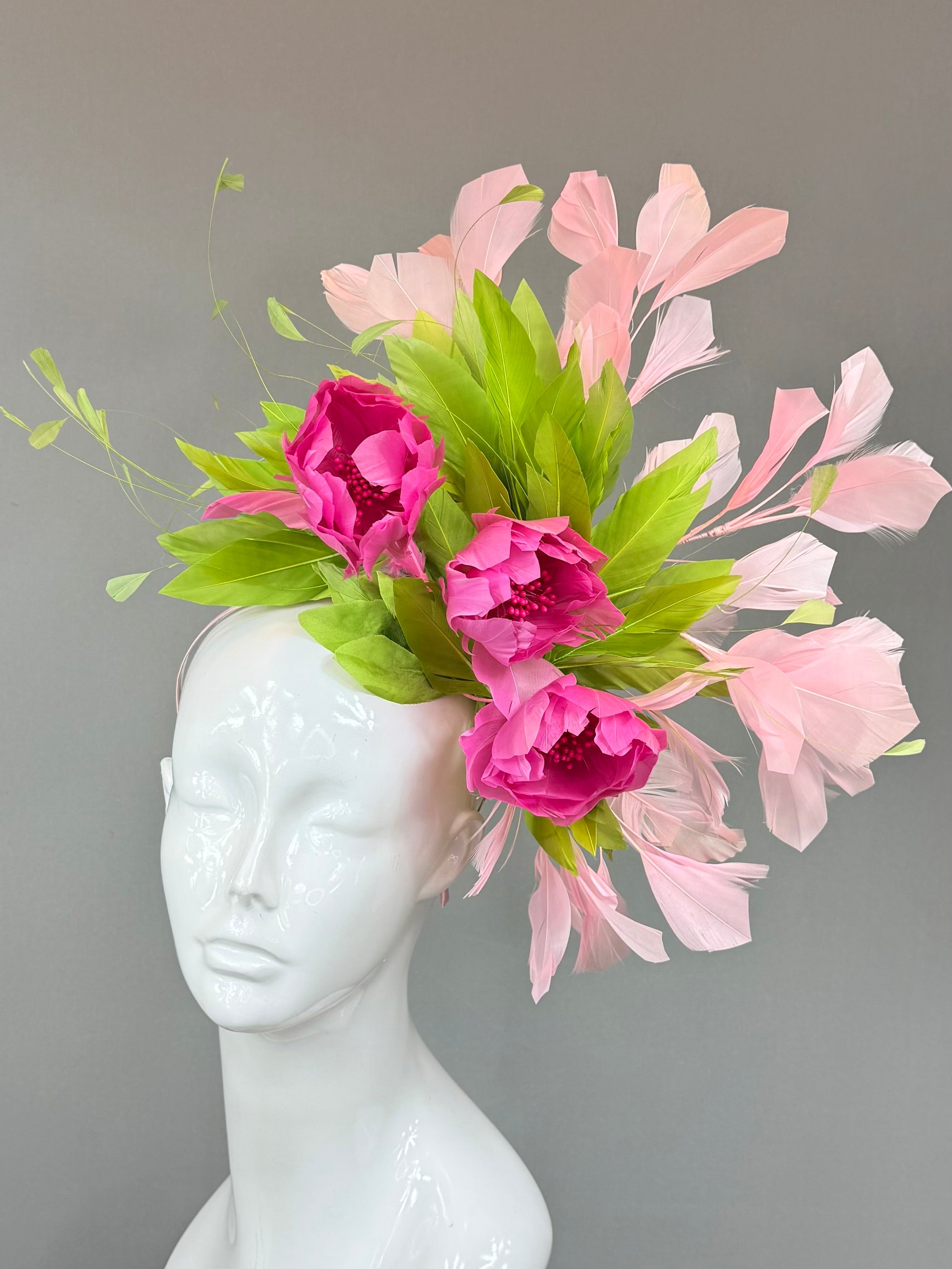 Kentucky Derby Fascinator Hat | Pink and green Headband Hat | Derbyologie