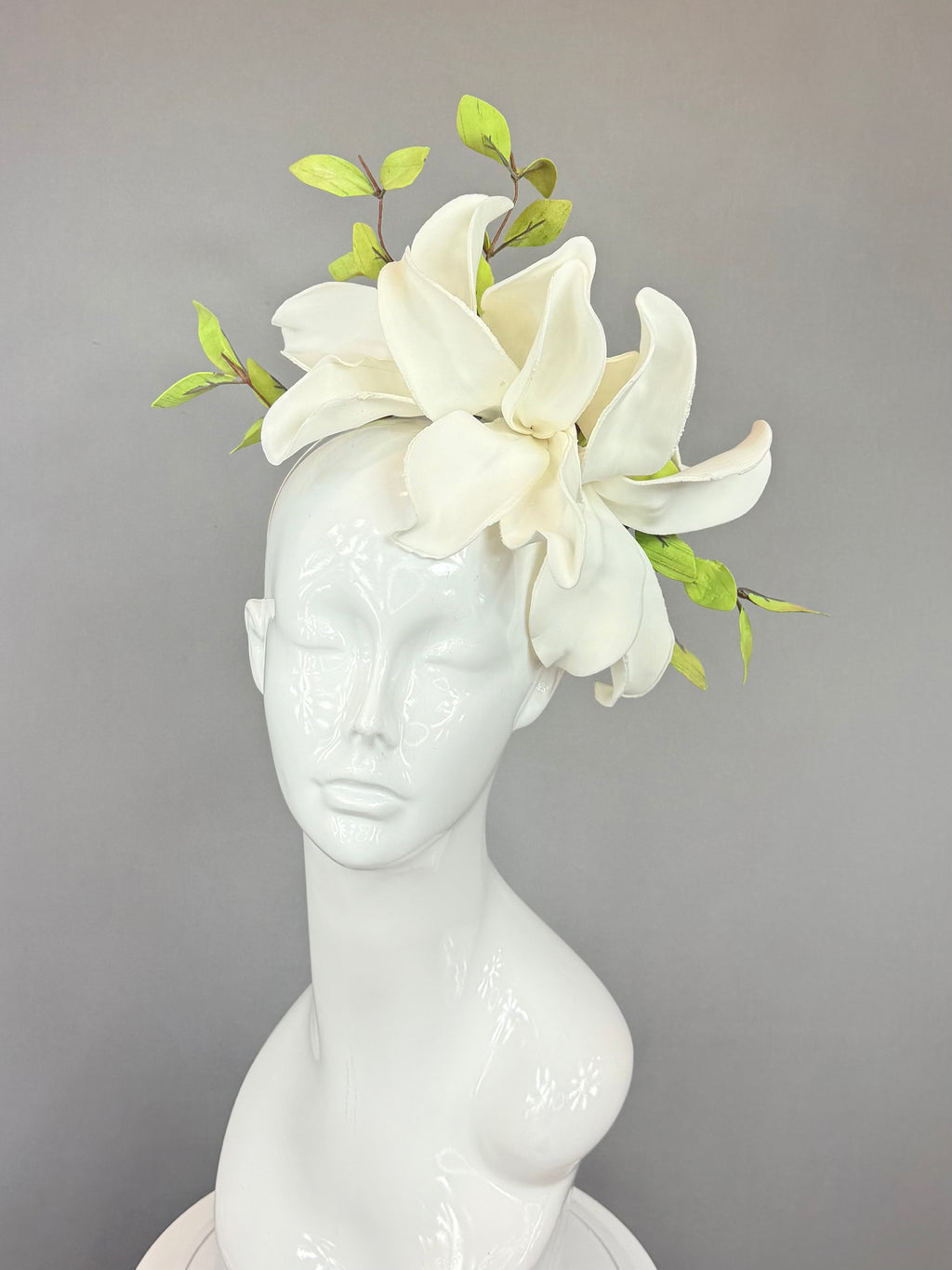 Kentucky Derby Fascinator Hat | White magnolia Headband Hat | Derbyologie
