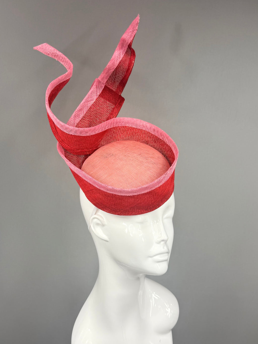 Kentucky Derby Fascinator Hat | Red and pink sinamay Fascinator Hat | Derbyologie
