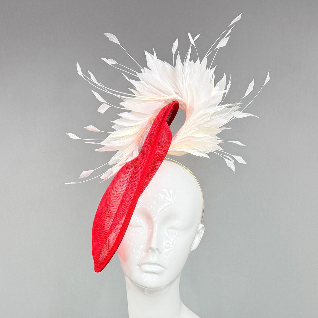 Kentucky Derby Fascinator Hat | Red and White Derby Hat | Derbyologie