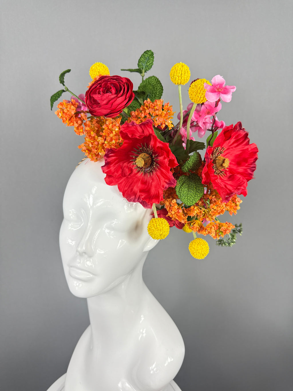 Kentucky Derby Fascinator Hat | Red, Orange, Yellow Flower Headpiece | Derbyologie