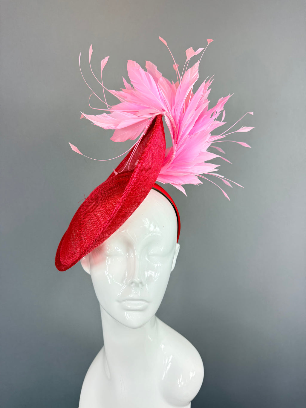 Kentucky Derby Fascinator Hat | Red and Pink Headpiece | Derbyologie