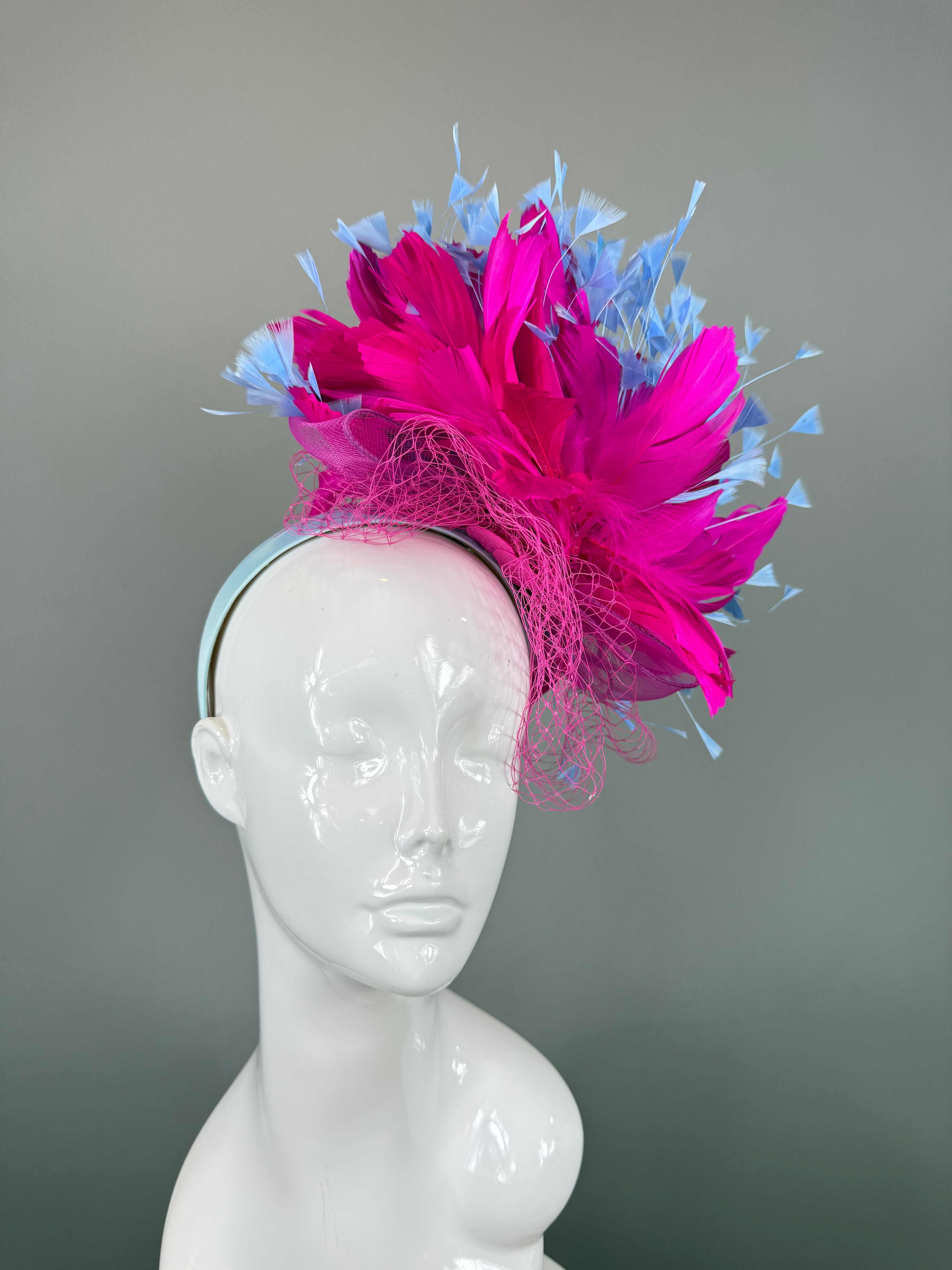 Pink and Blue Derby Fascinator, Kentucky Derby Hat Alternative, Kentucky derby hat (GOLD LINE)