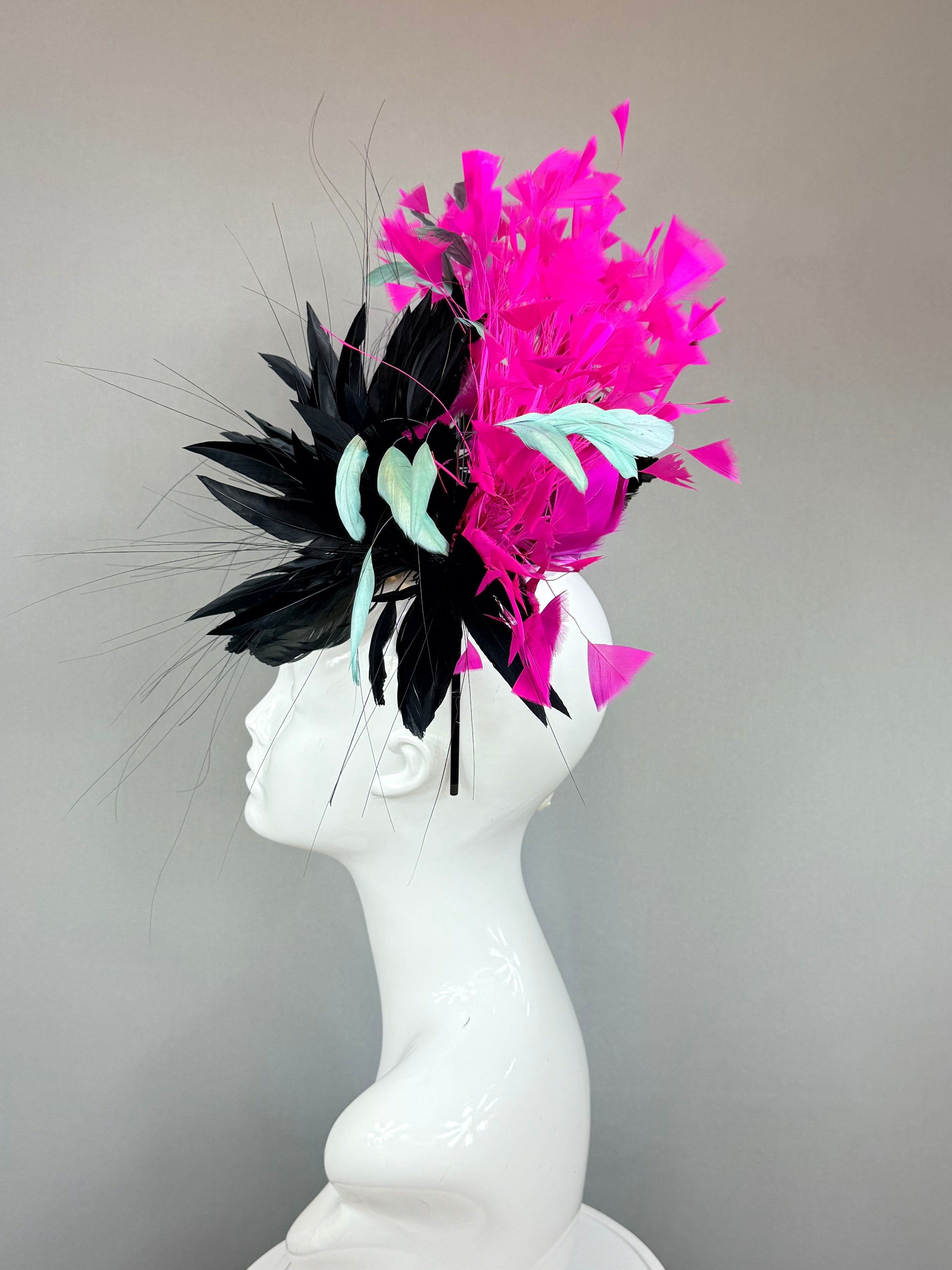 Black, Hot pink and Turquoise Kentucky Derby Fascinator (GOLD LINE)