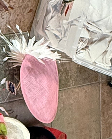 Kentucky Derby Fascinator Hat | Pink and white  Headpiece | Derbyologie