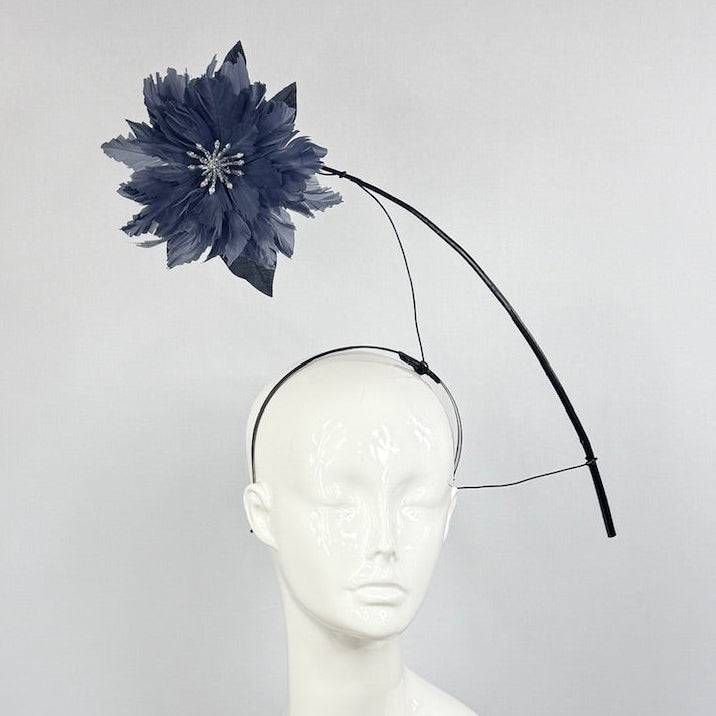 Kentucky Derby Fascinator Hat | Black and Gray Blue Headpiece | Derbyologie
