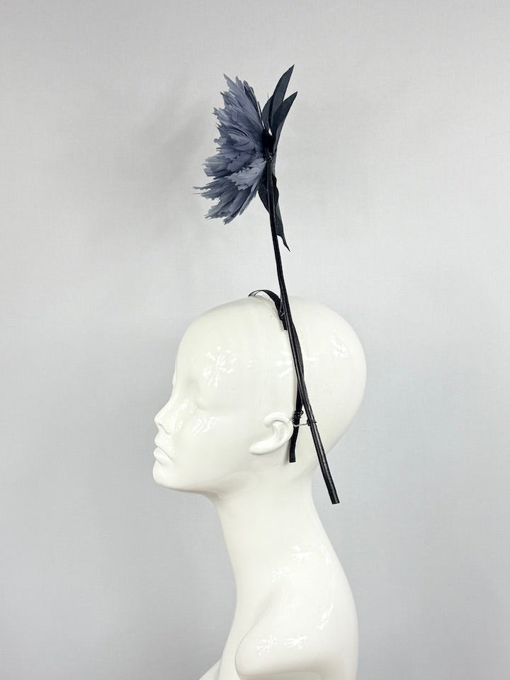 Kentucky Derby Fascinator Hat | Black and Gray Blue Headpiece | Derbyologie