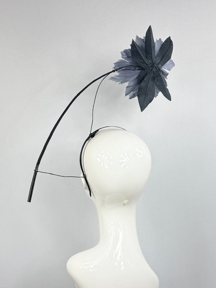 Kentucky Derby Fascinator Hat | Black and Gray Blue Headpiece | Derbyologie