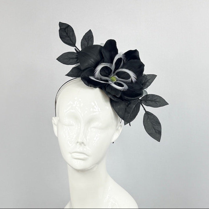 Kentucky Derby Fascinator Hat | Black and Gray Headpiece | Derbyologie