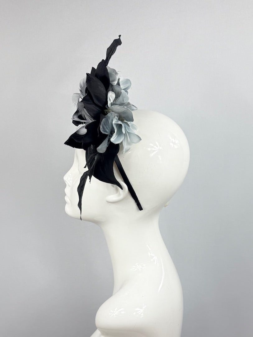 Kentucky Derby Fascinator Hat | Black and Gray Headpiece | Derbyologie