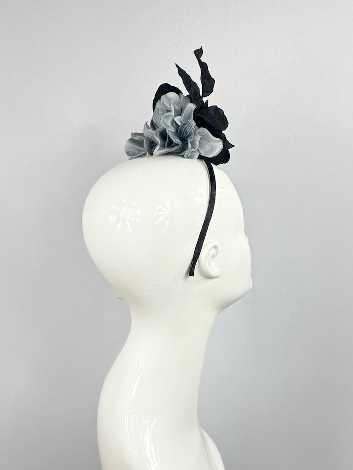 Kentucky Derby Fascinator Hat | Black and Gray Headpiece | Derbyologie