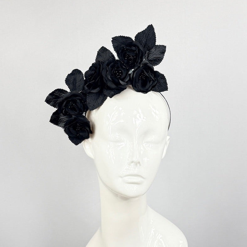 Kentucky Derby Fascinator Hat | Black Flower Headpiece | Derbyologie