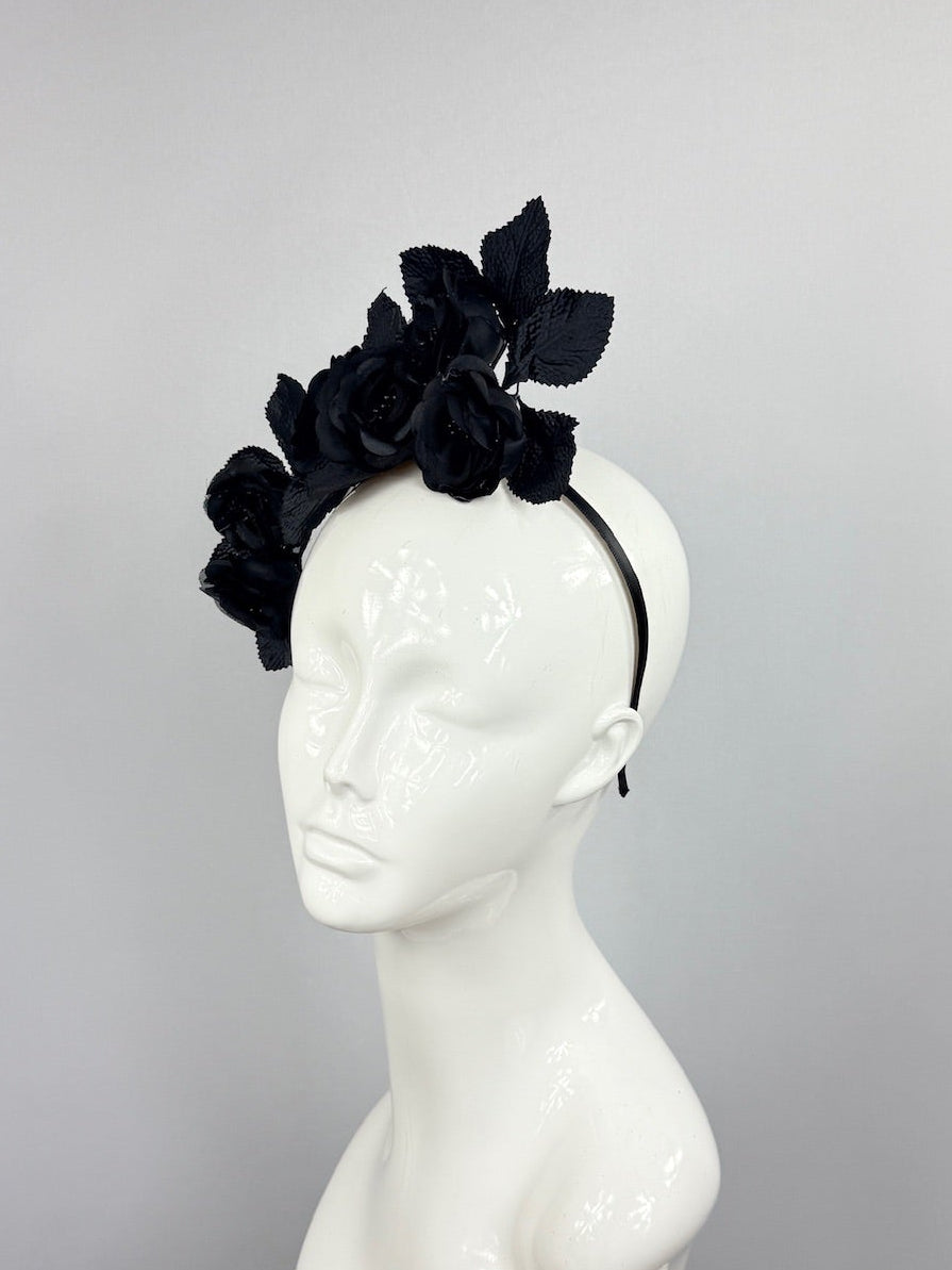 Kentucky Derby Fascinator Hat | Black Flower Headpiece | Derbyologie