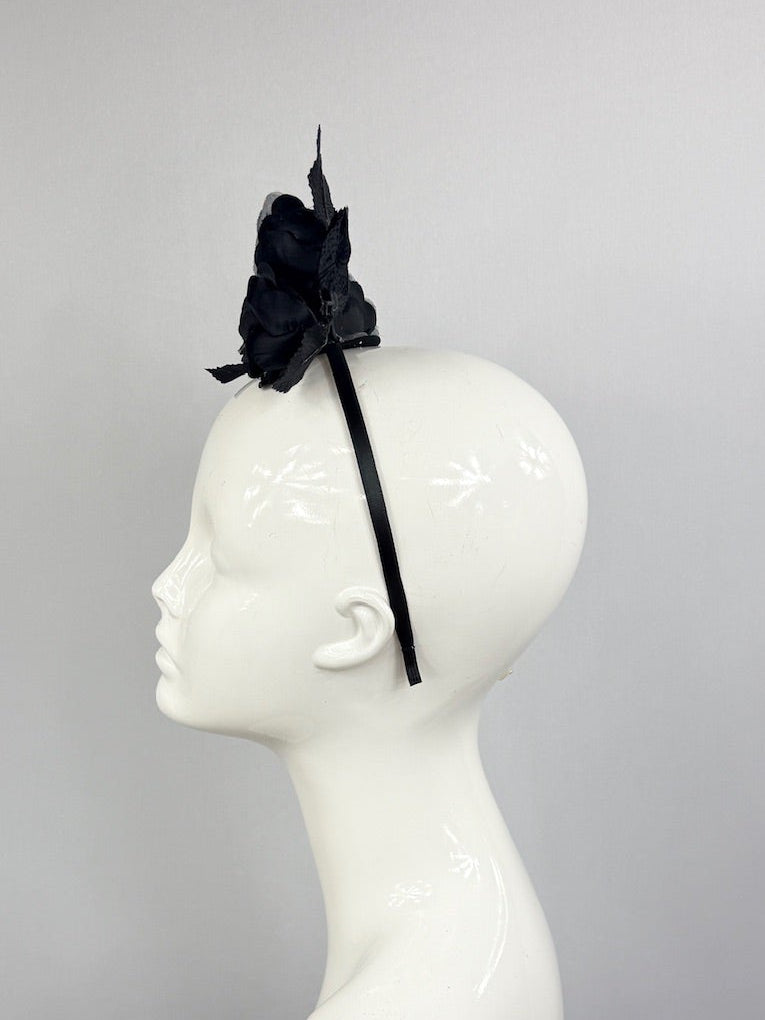 Kentucky Derby Fascinator Hat | Black Flower Headpiece | Derbyologie