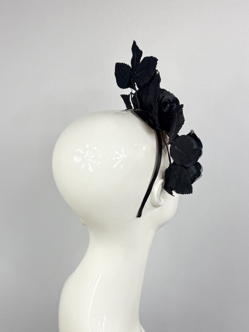 Kentucky Derby Fascinator Hat | Black Flower Headpiece | Derbyologie