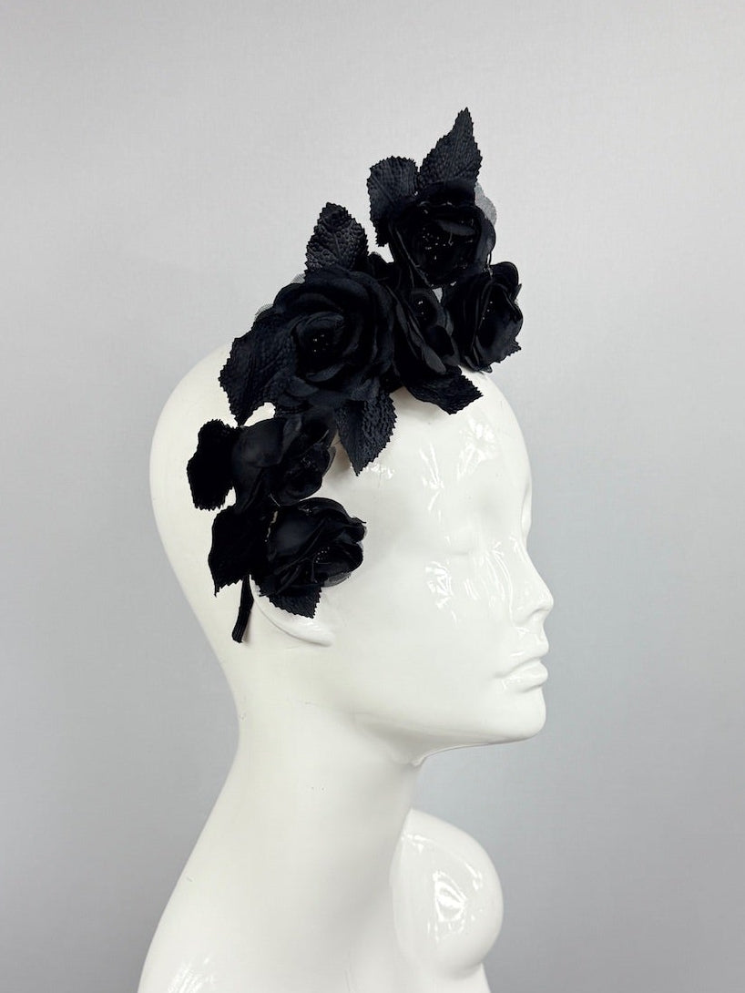 Kentucky Derby Fascinator Hat | Black Flower Headpiece | Derbyologie