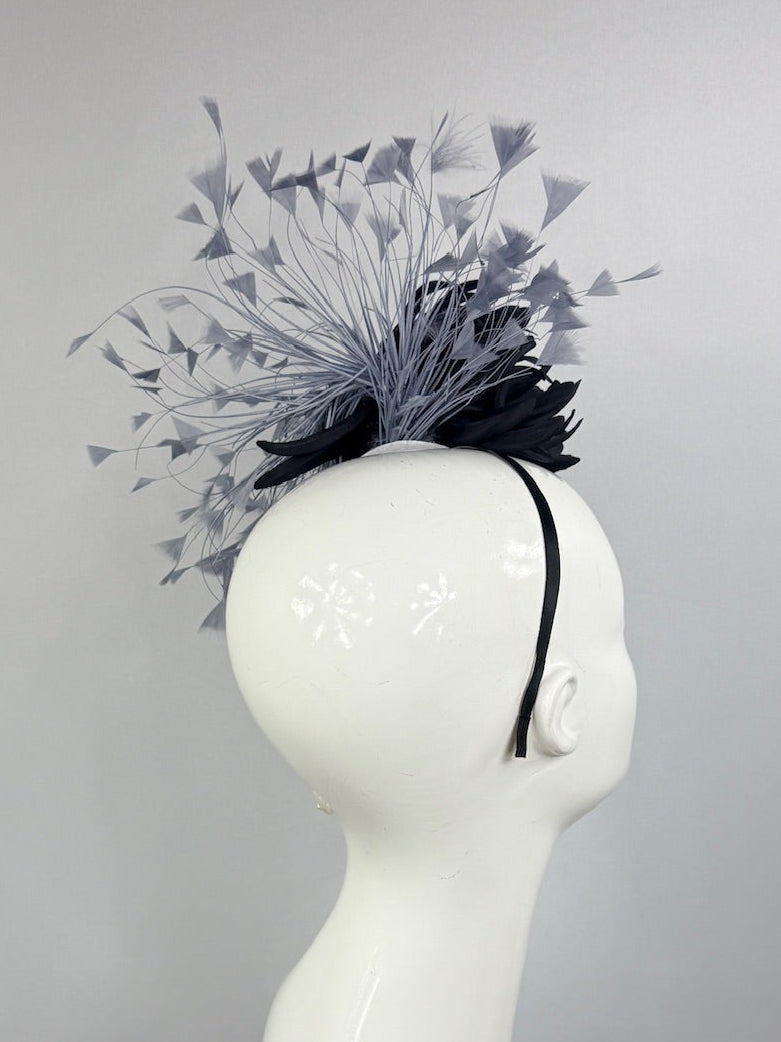 Kentucky Derby Fascinator Hat | Black and Gray Headpiece | Derbyologie