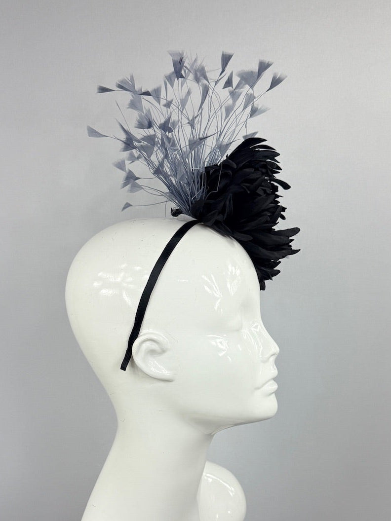 Kentucky Derby Fascinator Hat | Black and Gray Headpiece | Derbyologie