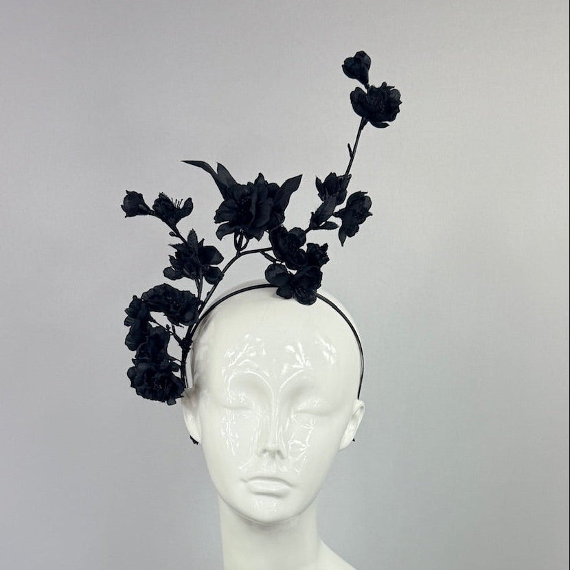 Kentucky Derby Fascinator Hat | Black Flower Headpiece | Derbyologie