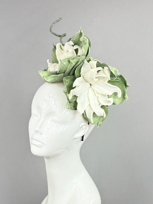 Kentucky Derby Fascinator Hat | White and Green Headpiece | Derbyologie