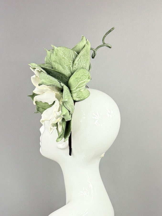 Kentucky Derby Fascinator Hat | White and Green Headpiece | Derbyologie
