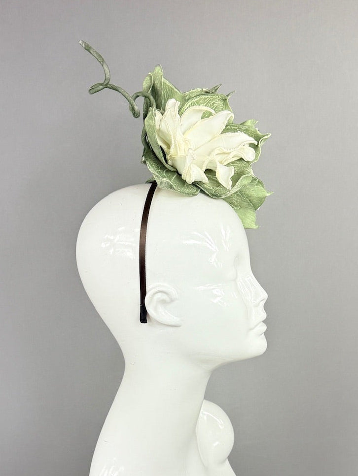 Kentucky Derby Fascinator Hat | White and Green Headpiece | Derbyologie