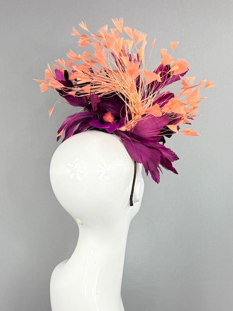 Kentucky Derby Fascinator Hat | Plum and apricot Headpiece | Derbyologie