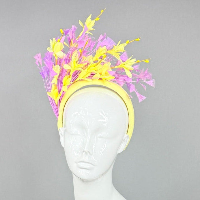 Kentucky Derby Fascinator Hat | Purple and Yellow Headpiece | Derbyologie