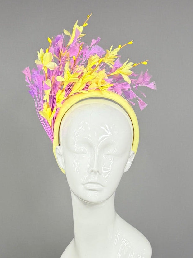 Kentucky Derby Fascinator Hat | Purple and Yellow Headpiece | Derbyologie