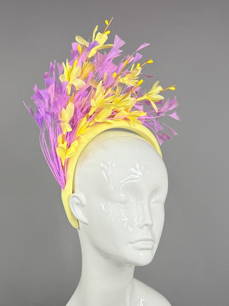 Kentucky Derby Fascinator Hat | Purple and Yellow Headpiece | Derbyologie