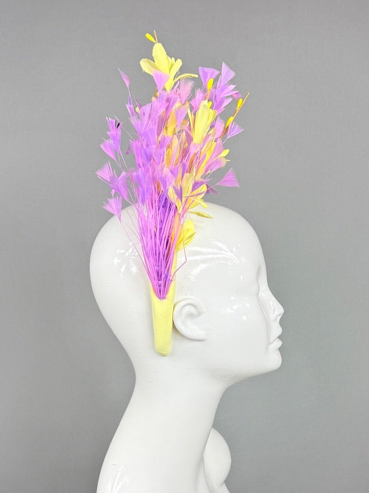 Kentucky Derby Fascinator Hat | Purple and Yellow Headpiece | Derbyologie