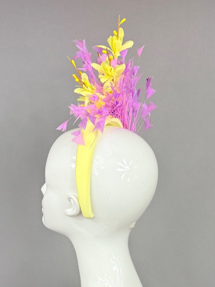 Kentucky Derby Fascinator Hat | Purple and Yellow Headpiece | Derbyologie