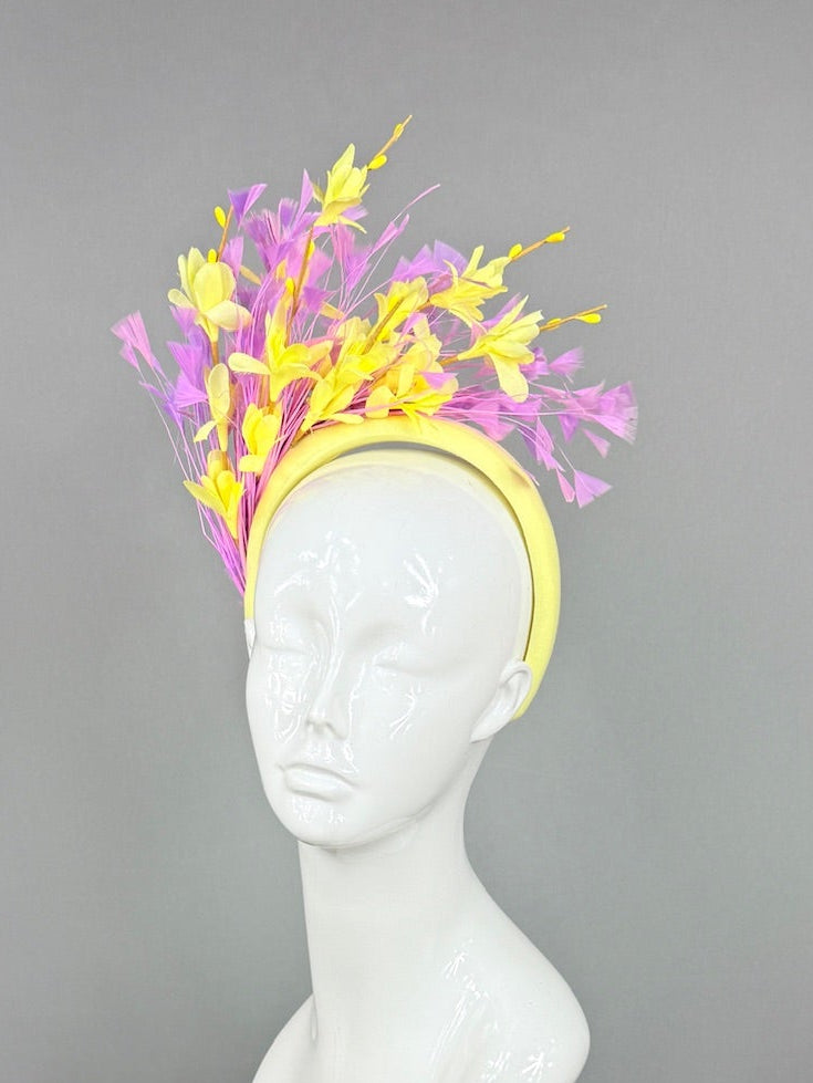 Kentucky Derby Fascinator Hat | Purple and Yellow Headpiece | Derbyologie