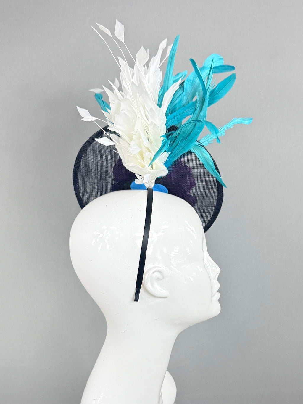 Kentucky Derby Fascinator Hat | Purple, Blue, and White Headpiece | Derbyologie