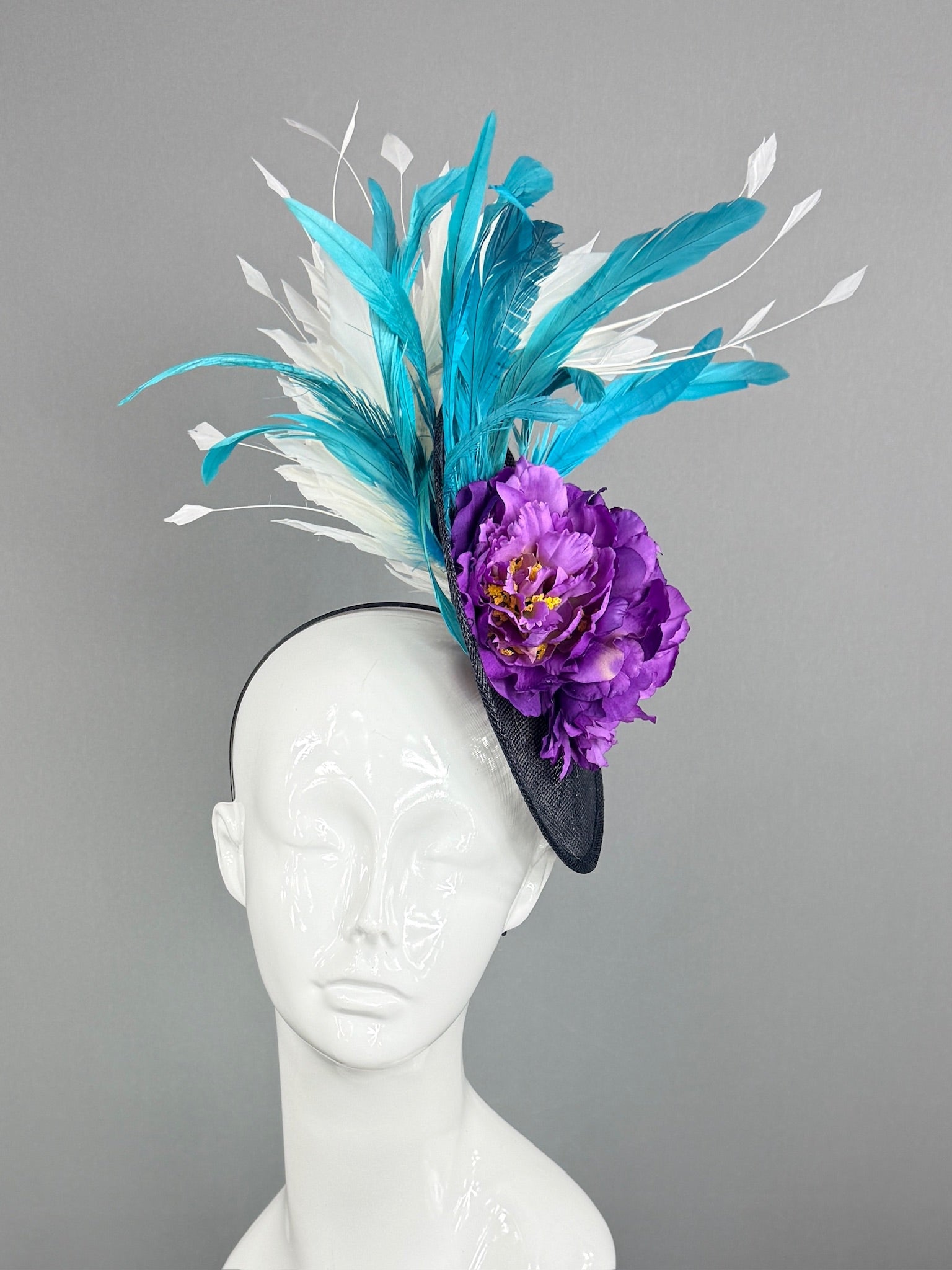 Kentucky Derby Fascinator Hat | Purple, Blue, and White Headpiece | Derbyologie