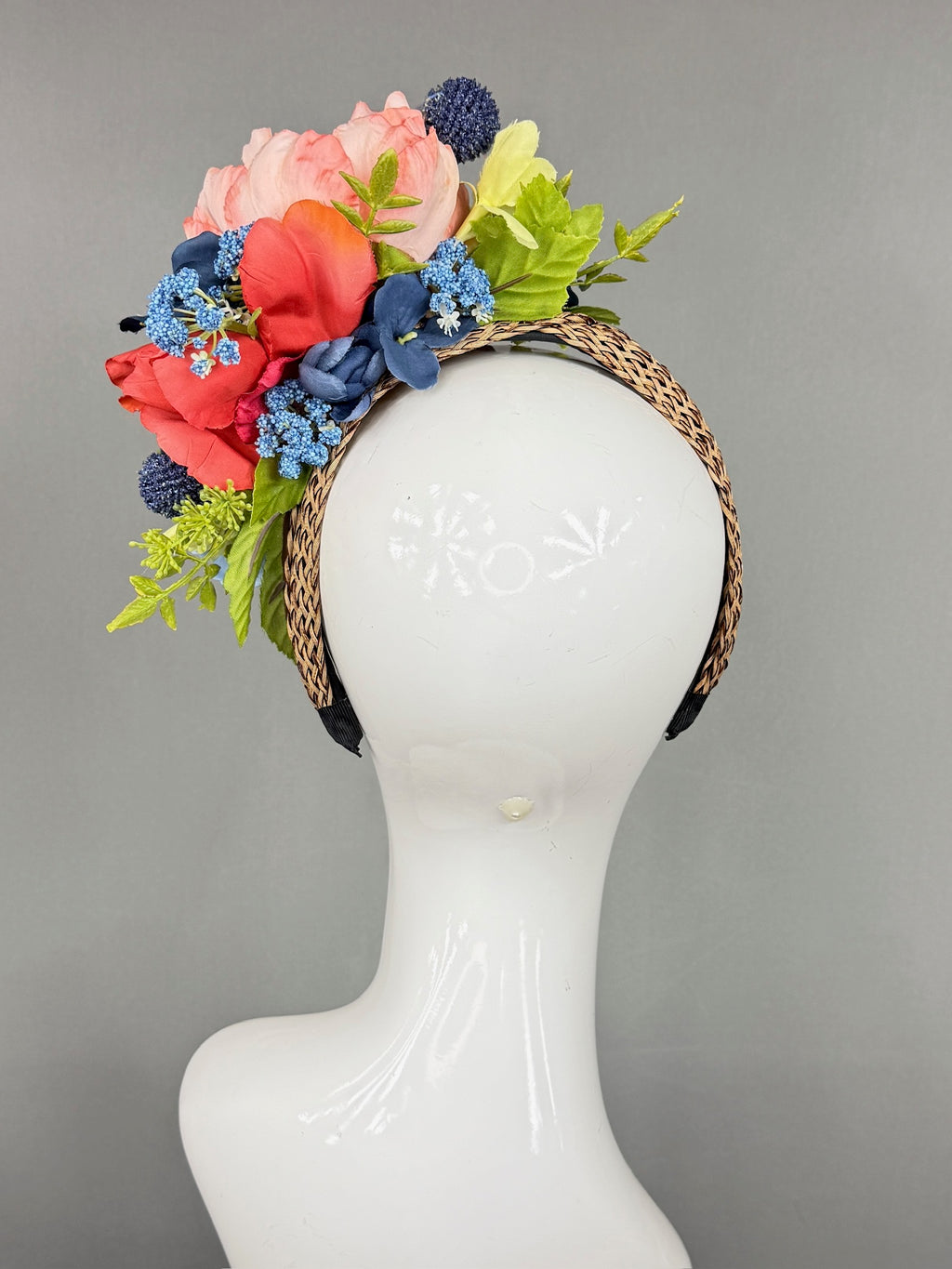 Kentucky Derby Fascinator Hat | Colorful peony flower arrangement Headpiece | Derbyologie